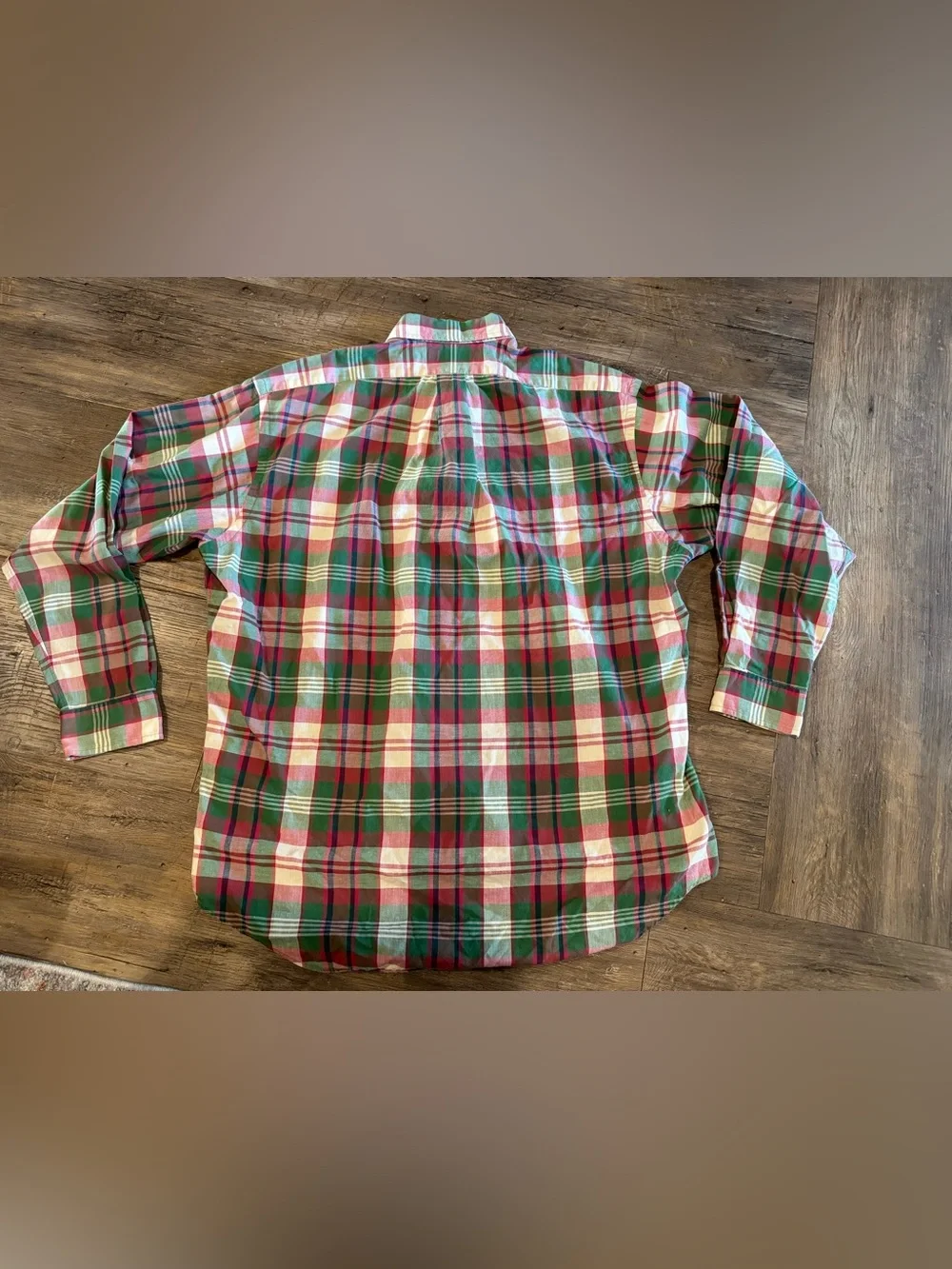Polo Ralph Lauren Classic Red Green Plaid Button Down Blue Pony Sz Lg